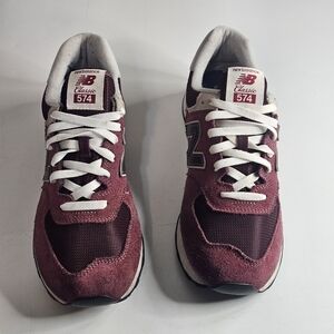 New Balance 574 Burgundy Suede Men Size 10